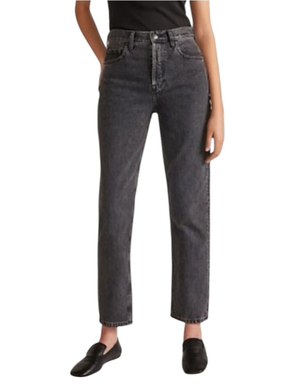Everlane The High Rise Straight Ankle Jean Faded Black Size 30